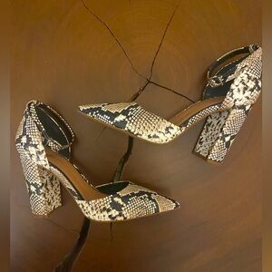 Gianni Bini Snakeskin Block Heel Pumps